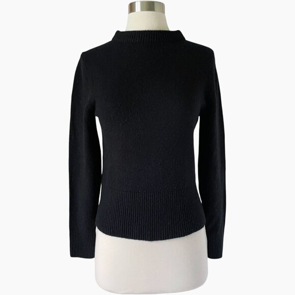 Vince Drop Shoulder Mock Neck Cashmere Sweater Black XXS - Picture 8 of 8